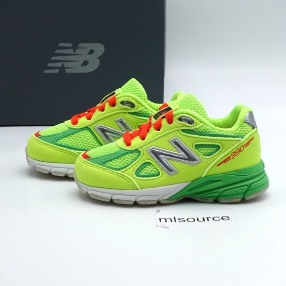 NEW Size 5 Toddler Kid's New Balance 990v4 Sneakers IC990DX4 Green/Red - Picture 1 of 8